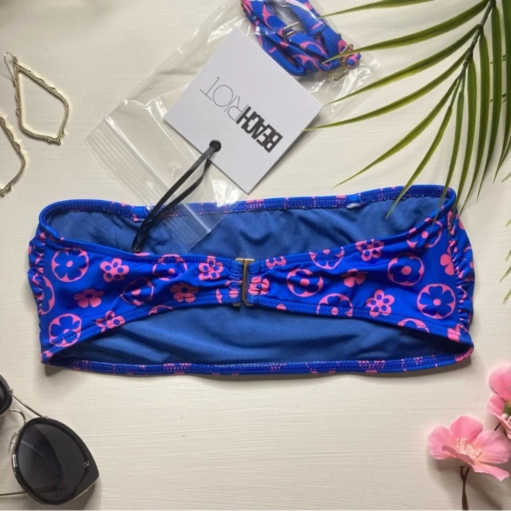 Beach Riot Wavy Floral Kelsey Bandeau Swim Bikini Top | Highway High Rise Bottom - Picture 10 of 15